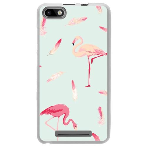 Coque Souple Pour Wiko Lenny 3 Avec Impression Motifs Flamants Roses