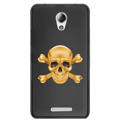 Coque Souple Pour Lenovo B Avec Impression Motifs Tête De Mort Aspect Or