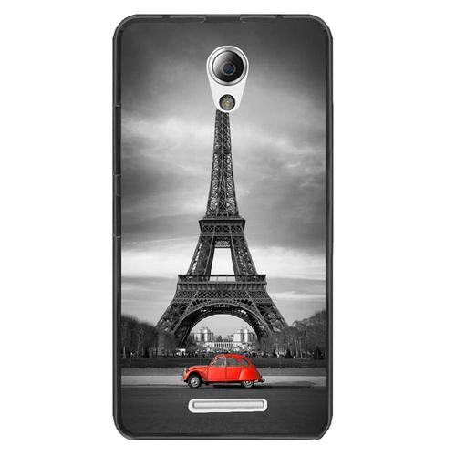 Coque Souple Pour Lenovo B Avec Impression Motifs Paris Et 2cv Rouge