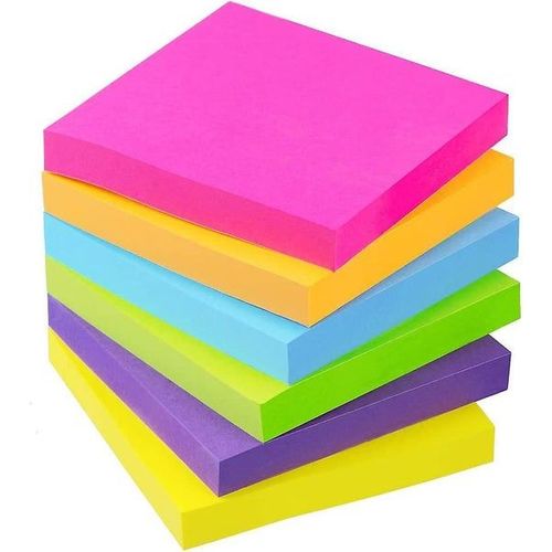 Notes Autocollantes 3x3 En 6 Couleurs Vives Multicolores - 6 Blocs