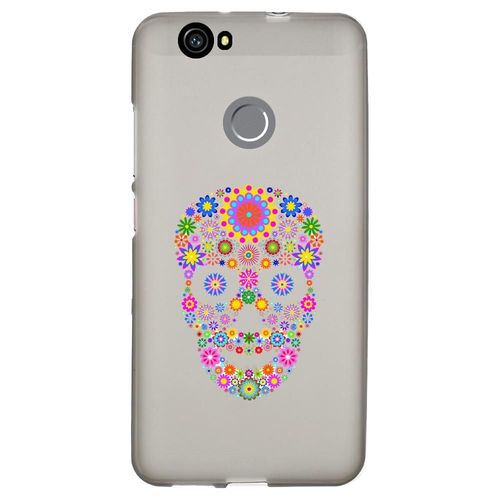 Coque Souple Pour Huawei Nova Avec Impression Motifs Crâne En Fleurs