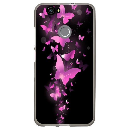 Coque Souple Pour Huawei Nova Avec Impression Motifs Papillons Fushias