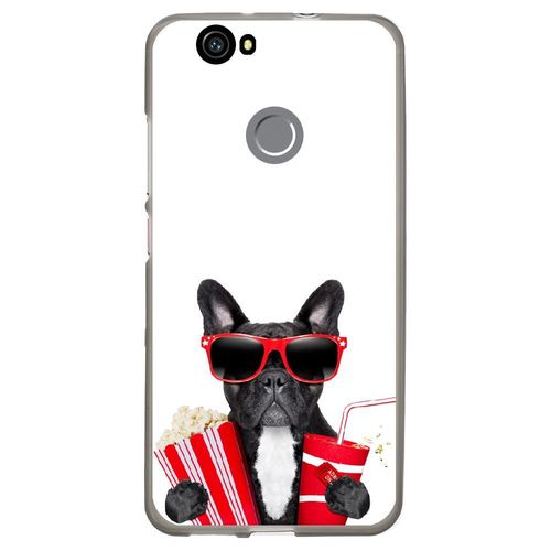 Coque Souple Pour Huawei Nova Avec Impression Motifs Bulldog Cinema Blanc