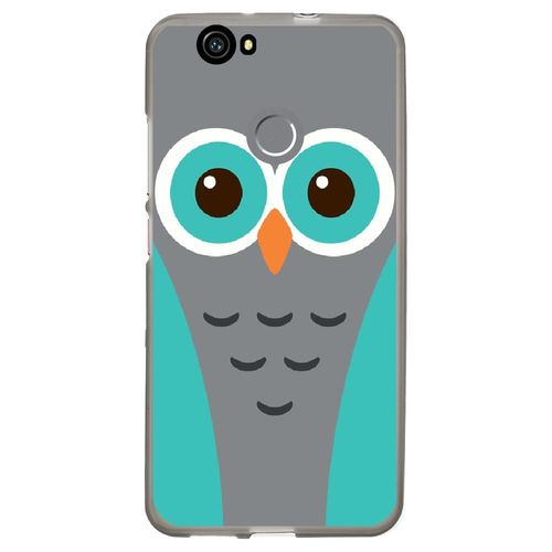 Coque Souple Pour Huawei Nova Avec Impression Motifs Chouette Bleue Et Grise