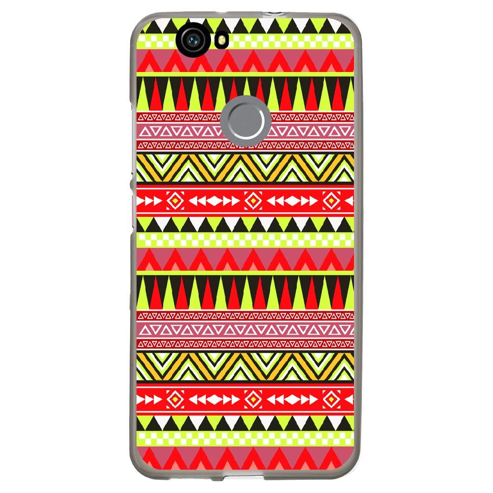 Coque Souple Pour Huawei Nova Avec Impression Motifs Aztèque Jaune Et Rouge