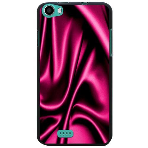 Coque Noire Pour Wiko Lenny Impression Motif Soie Drapée Rose