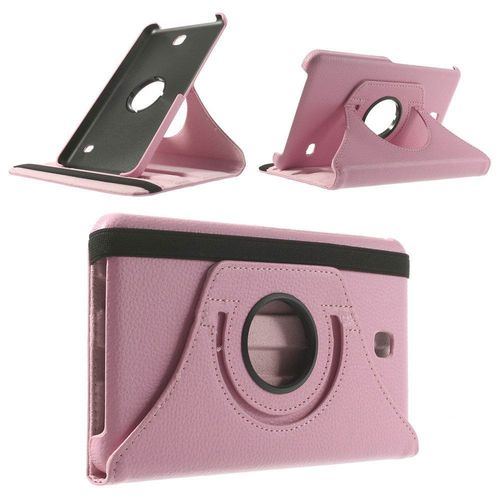 Etui Aspect Cuir Rose Support Rotatif Pour Samsung Galaxy Tab 4 7 Pouces