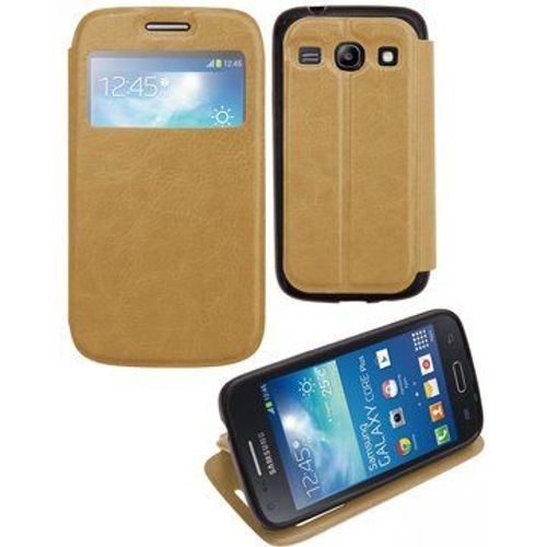 Etui Slim Folio View Articulé Or Pour Samsung Galaxy Core Plus G3500