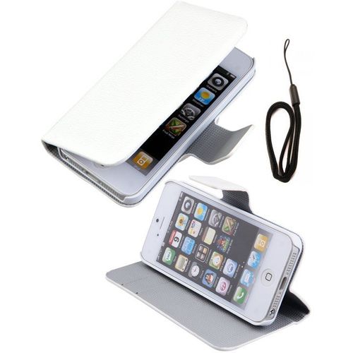 Etui Folio Moxie Simili Cuir Blanc Pour Iphone 5 Avec Dragonne