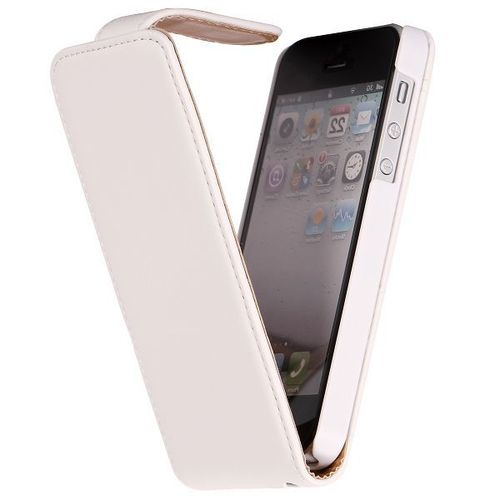Etui A Rabat Iphone 5 5s Se Blanc White Simili Cuir