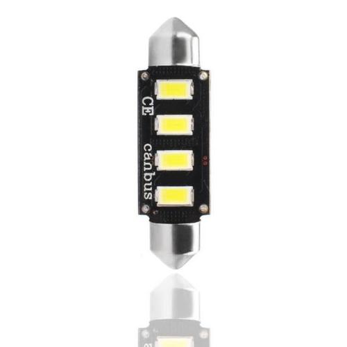 Planet Line Lot De 2 Ampoules Led - Canbus C5w - 4 Led Smd 5730 - 12 V - 2.3 W - 42 Mm - Blanc