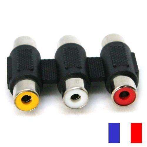 Adaptateur Coupleur 3 RCA Femelle Triple pour Cable Vidéo Audio Tva Sat Dreambox