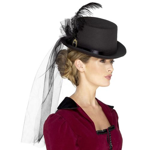 Chapeau Haut De Forme Avec Voile Femme Steampunk Taille Unique