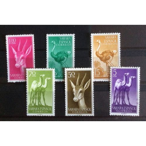 Lot De 6 Timbres Du Sahara Espagnol 1957, Série Complète, N° 120 À 125, Neufs **, Cote 6,50 