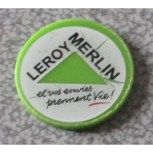 Jeton De Caddie Leroy Merlin - Plastique Fond Vert - 1 Face Avec Logo/1 Face Unie 