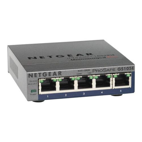 NETGEAR Plus GS105Ev2 - Commutateur - Géré - 5 x 10/100/1000 - de bureau