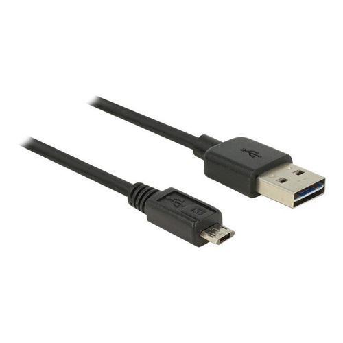 Delock - Câble USB - USB (M) pour Micro-USB de type B (M) - USB 2.0 - 3 m - connecteurs réversibles - noir