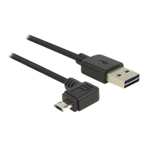 Delock - Câble USB - USB (M) droit pour Micro-USB de type B (M) incliné - USB 2.0 - 2 m - connecteurs réversibles - noir