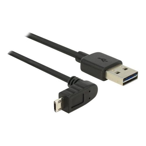 Delock - Câble USB - USB (M) droit pour Micro-USB de type B (M) incliné - USB 2.0 - 3 m - connecteurs réversibles - noir