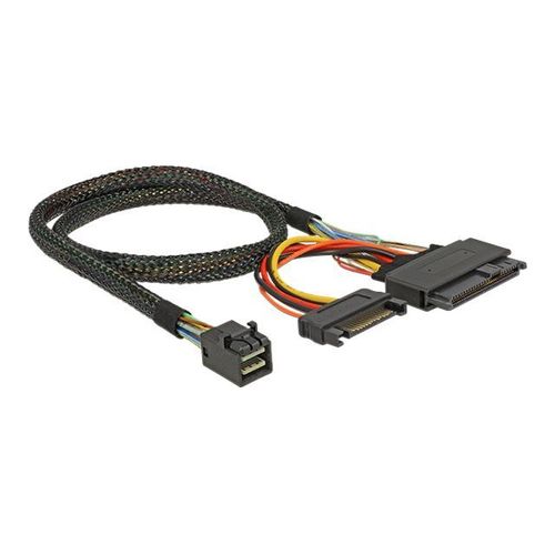 Delock - Câble interne SAS - SFF-8643 (M) pour alimentation SATA, U.2 (SFF-8639) - 50 cm - noir - pour P/N: 62696, 62703, 62704, 62710, 89458