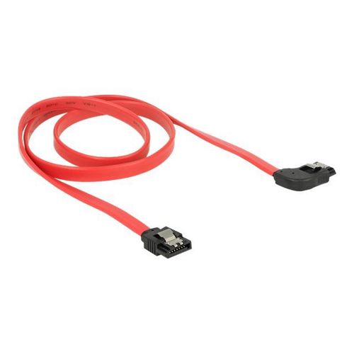 Delock - Câble SATA - Serial ATA 150/300/600 - SATA (F) pour SATA (F) - 70 cm - verrouillé, connecteur à angle droit - rouge