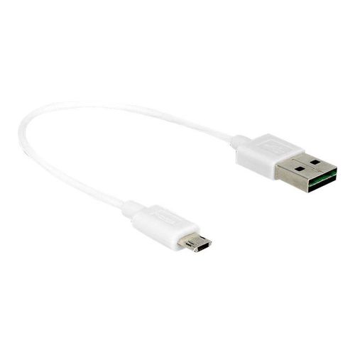 Delock - Câble USB - Micro-USB de type B (M) pour USB (M) - USB 2.0 - 20 cm - connecteur A réversible, connecteur B micro réversible - blanc