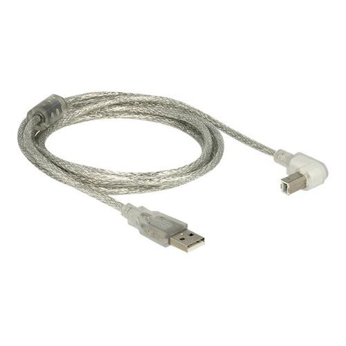 Delock - Câble USB - USB (M) pour USB type B (M) - USB 2.0 - 2 m - connecteur à 90° - transparent