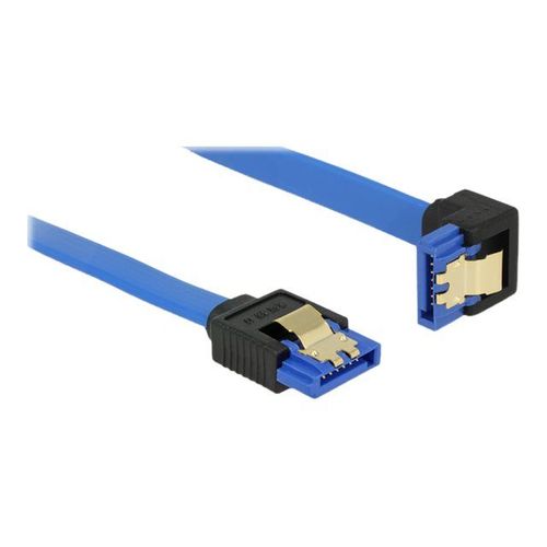 Delock - Câble SATA - Serial ATA 150/300/600 - SATA (R) droit pour SATA (R) angle vers le bas - 50 cm - verrouillé - bleu