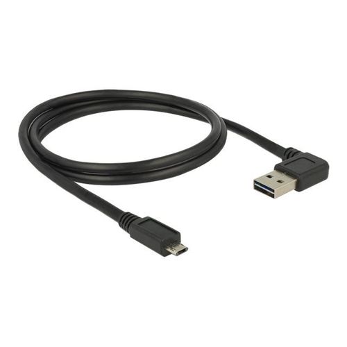 Delock EASY-USB - Câble USB - Micro-USB de type B (M) reversible pour USB (M) 90 ° en angle, réversible - USB 2.0 - 1 m - noir