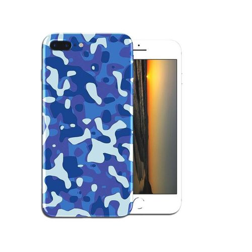 Coque Camouflage Bleu Iphone 8 Plus, Coque Telephone Rigide 5.5 Pouces