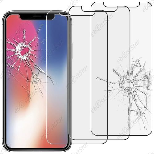 Ebeststar ® Pour Apple Iphone X Écran 4,7" - Lot X3 Film Protection Écran Verre Trempé Anti Casse Anti-Rayures [Dimensions Precises De Votre Appareil : 138.3 X 67.1 X 7.1 Mm, Écran 4.7''] [Note Importante Lire Description]