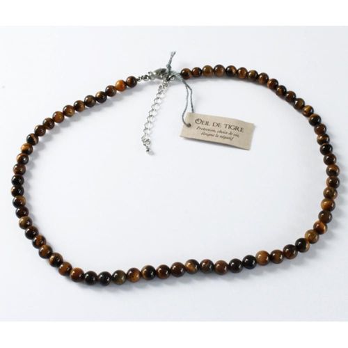 Collier Oeil De Tigre Perles Rondes 6 Mm