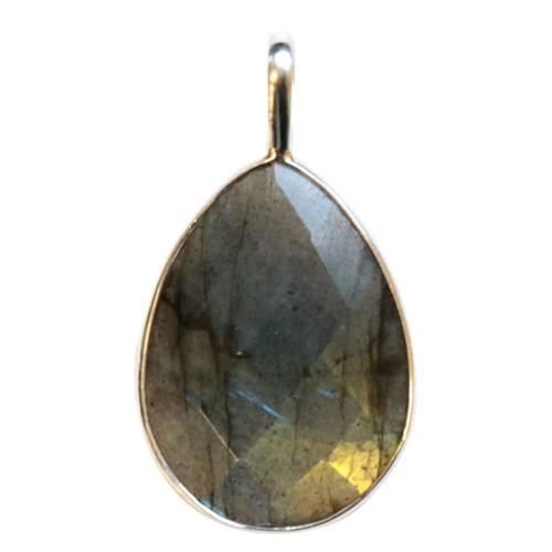 Pendentif Labradorite Ovale Facetté - Pierre 2,5 Cm