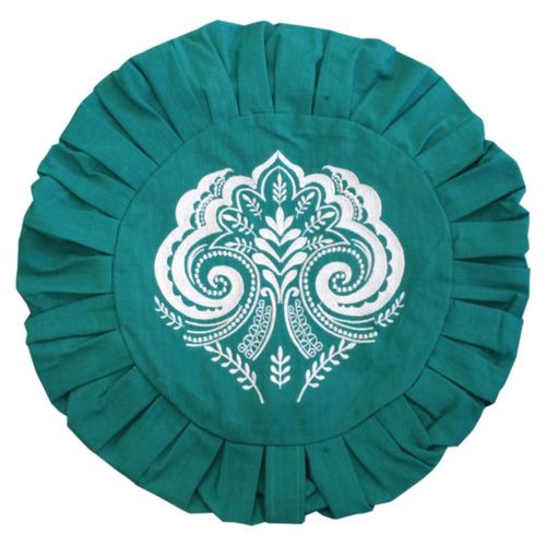 Housse Zafu Verte - Broderie Mandala Blanche