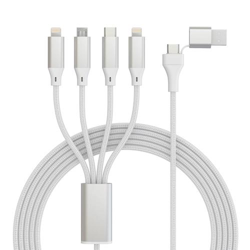 Câble de chargement USB C à Multi pour appareils multiples [Certifié Apple MFi], 10-pied USB A/Type C à Lightning*2+Type C+Micro USB Connector Cordon de chargement universel pour Android/iPhone