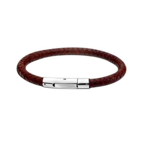 Lotus Style Bracelet - Bracelet De Cuir Ronde Marron Lotus Style De Bijoux En Acier Inoxydable - Acier Inoxydable Pour Femmes - Jls1119-2-2