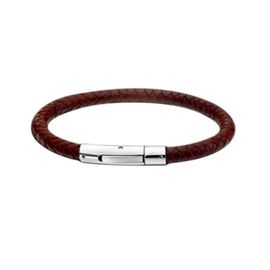 Lotus Style Bracelet - Bracelet De Cuir Ronde Marron Lotus Style De Bijoux En Acier Inoxydable - Acier Inoxydable Pour Femmes - Jls1119-2-2