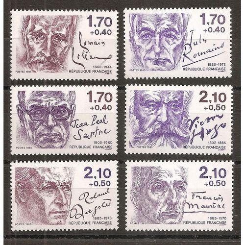 2355 À 2360 (1985) Série Des Ecrivains N** (Cote 15e) (4638)