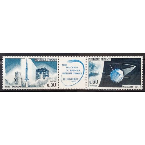 Fusée Diamant 0,30 + Satellite A1 0,60 - Triptyque (Impeccable N° 1465a) Neufs** Luxe (= Sans Trace De Charnière) - France Année 1965 - N19351