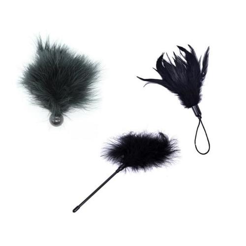 Kit Accessoires Sexy Soft Plume : Poignet , Boule Et Tige Noir
