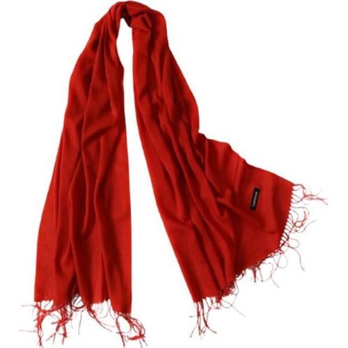 Écharpe Étole Pashmina 70% Et Soie 30% Rouge Accessoire Mode Femme