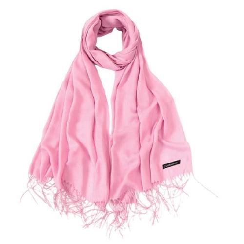 Écharpe Étole Pashmina 70% Et Soie 30% Couleur Rose Clair Accessoire Mode Femme