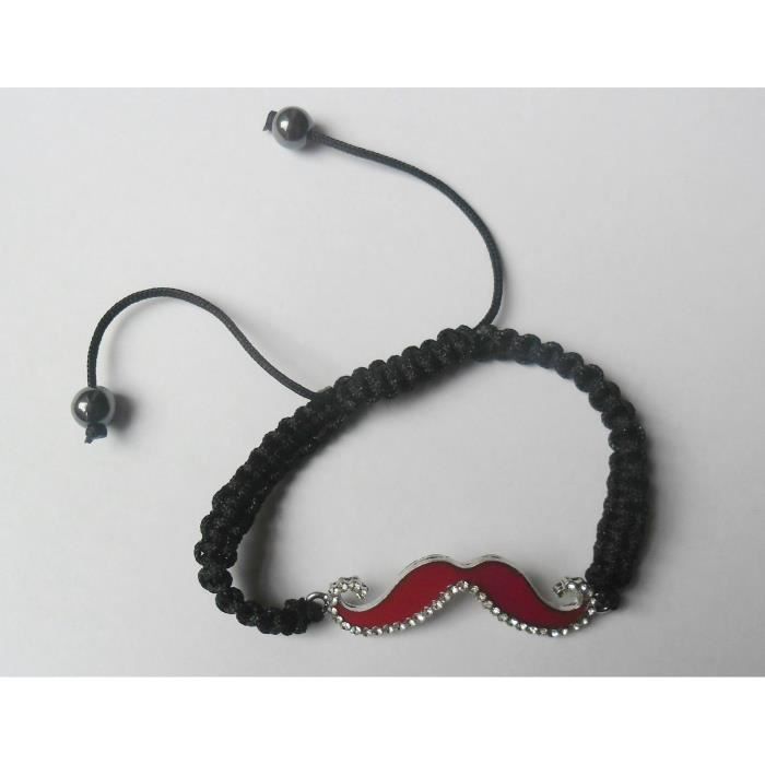 Bracelet Shamballa Moustache Rouge Strass