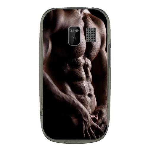 Coque Souple Pour Nokia Asha 302 Avec Impression Motifs Torse D'un Homme Musclé
