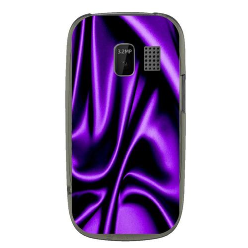 Coque Souple Pour Nokia Asha 302 Avec Impression Motifs Soie Drapée Mauve