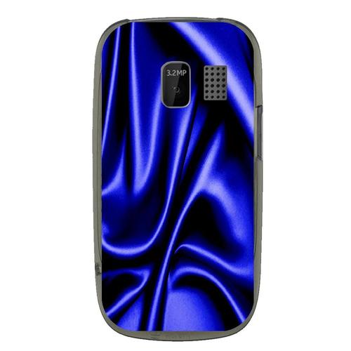 Coque Souple Pour Nokia Asha 302 Avec Impression Motifs Soie Drapée Bleu