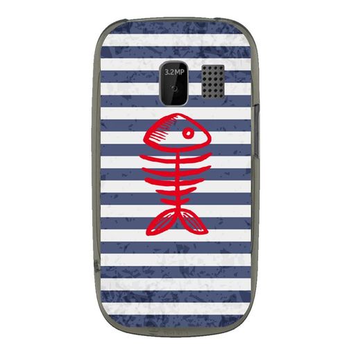 Coque Souple Pour Nokia Asha 302 Avec Impression Motifs Squelette Poisson