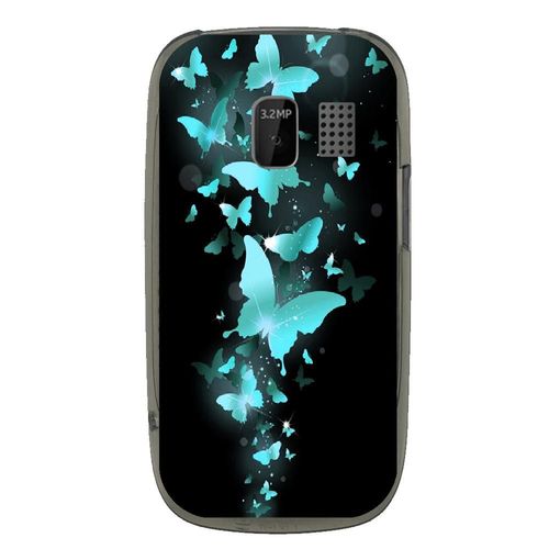 Coque Souple Pour Nokia Asha 302 Avec Impression Motifs Papillons Bleus