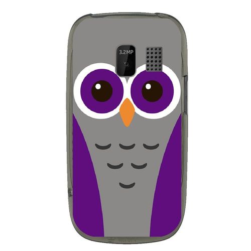 Coque Souple Pour Nokia Asha 302 Avec Impression Motifs Chouette Mauve Et Grise