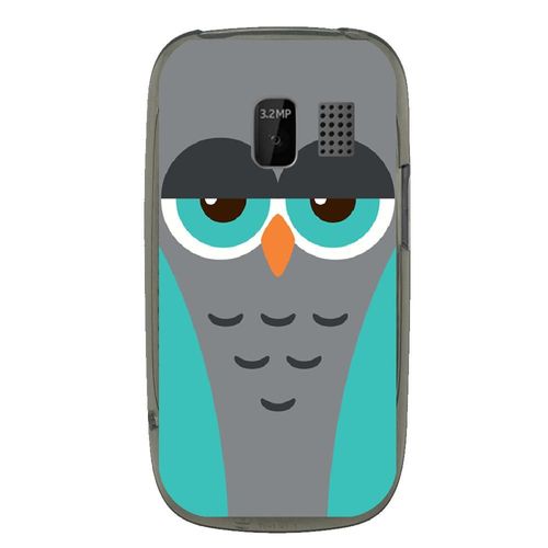 Coque Souple Pour Nokia Asha 302 Avec Impression Motifs Chouette Endormie Bleue